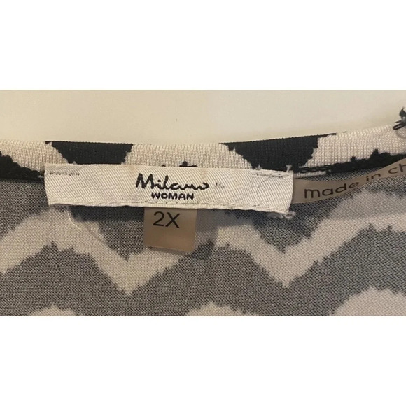 Milano Woman Black White Chevron Stripe Maxi Dress Womens Size 2X‎ (817) - Picture 3 of 4